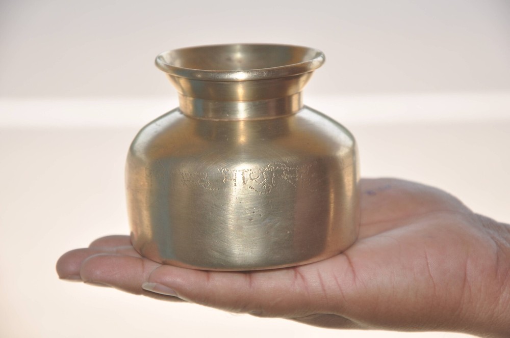 Vintage Solid Unique Shape Heavy Handcrafted Water Pot, Nice Patina