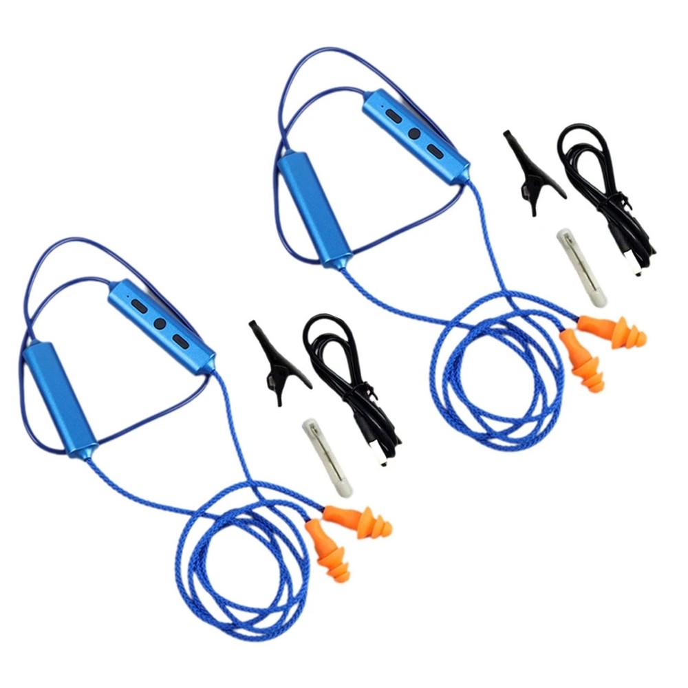 Durable 2-Set Blue Bluetooth Earplugs for Hearing Protection Noisy Environment