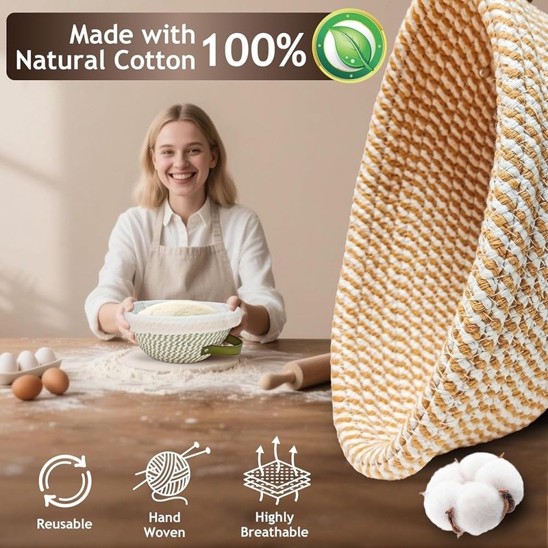 Premium Sourdough Proofing Kit W/ Machine Washable Liners Artisan Baking New