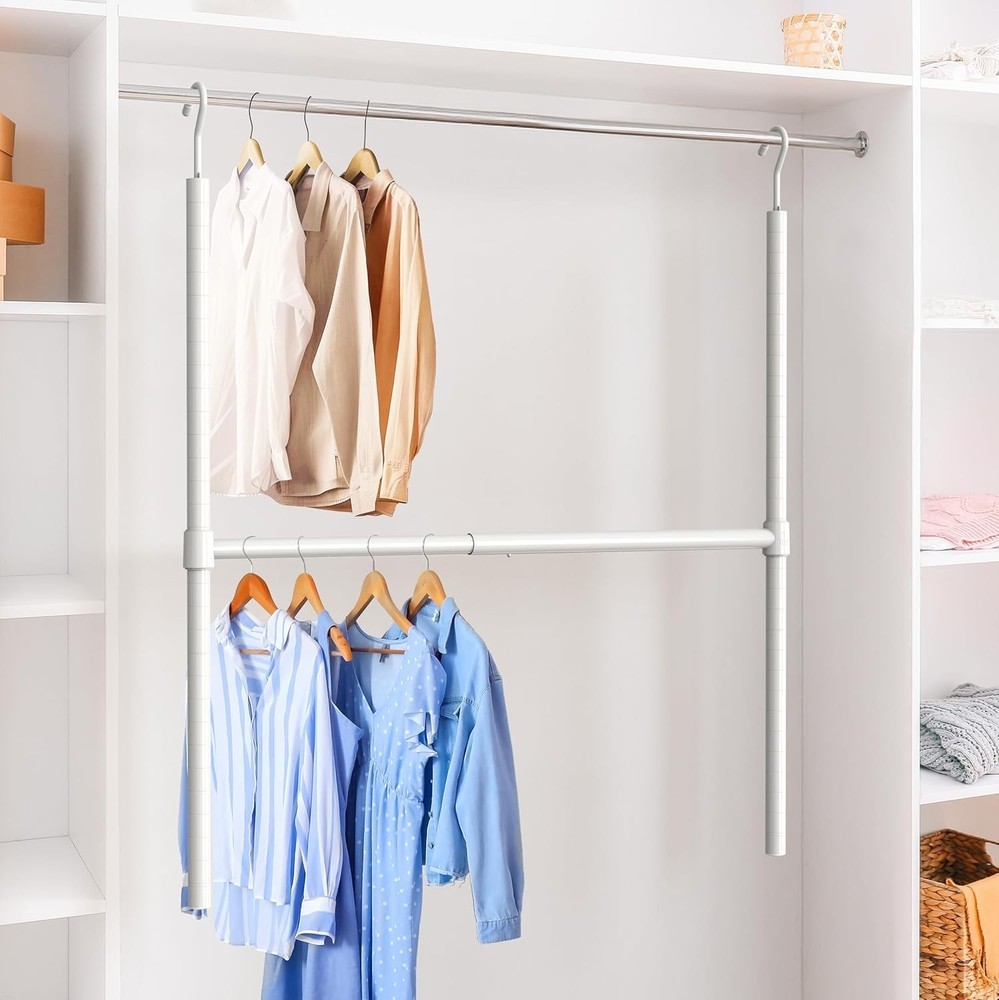 Adjustable Closet Hanging Rod, White