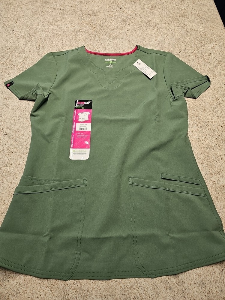 Scrubstar Women's Solid Elm Green Ethical Fabric Top Size XS NWT