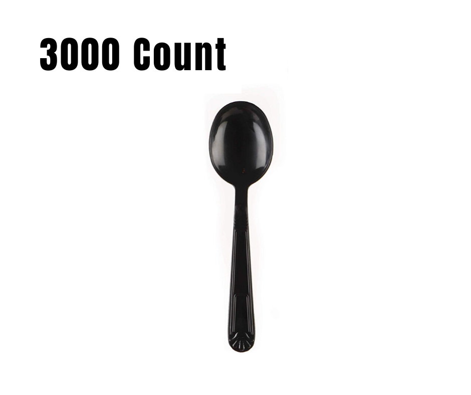 3000 Pack - Heavy Weight Plastic Spoons Black