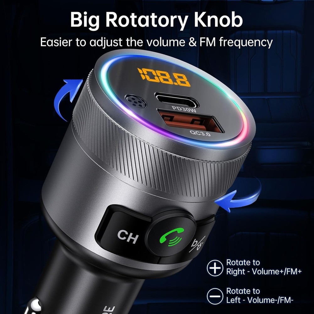 Colorful Backlit Bluetooth Car Transmitter