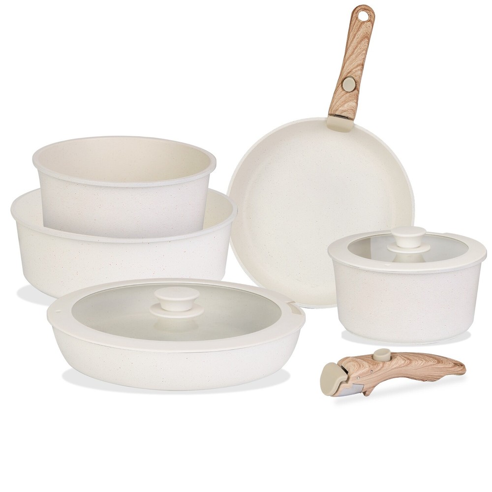 21 Pcs Pots and Pans Set Non Stick, Ceramic Cookware Set Detachable Handle