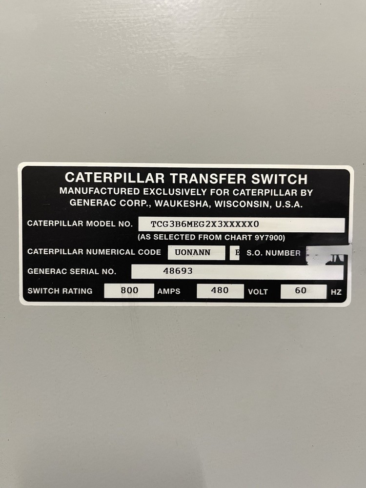 800 Amp Caterpillar Automatic Transfer Switch - 277/480v 3 Phase 4-Pole