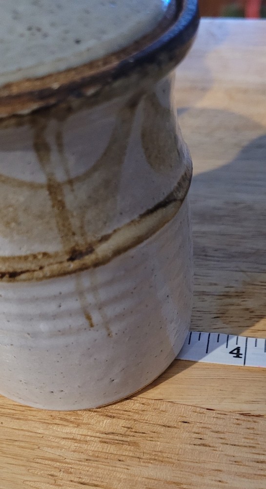 Studio Art Pottery Jam Jar w/Lid Signed Brown Glazing