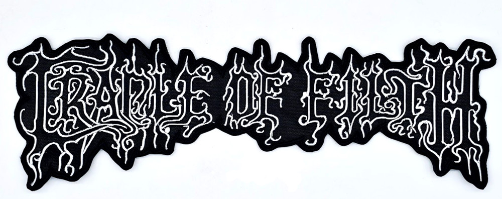 CRADLE OF FILTH WHITE SHAPED LOGO EMBROIDERED BACKPATCH