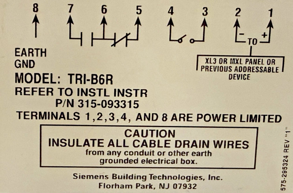 NEW CERBERUS PYROTRONICS / SIEMENS TRI-B6R INTERFACE MODULE TRIB6R