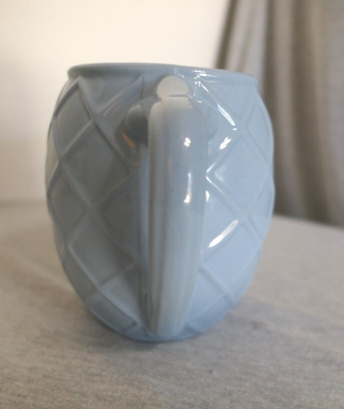 Vintage Blue Diamond Pattern Ceramic China Pitcher Made in USA