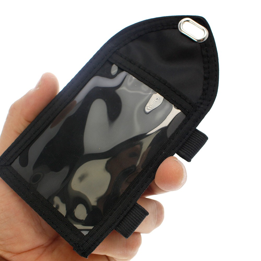 Nylon Badge Holder with Pen Loop - 2 Pockets - Window Front - Hidden Back Pouch