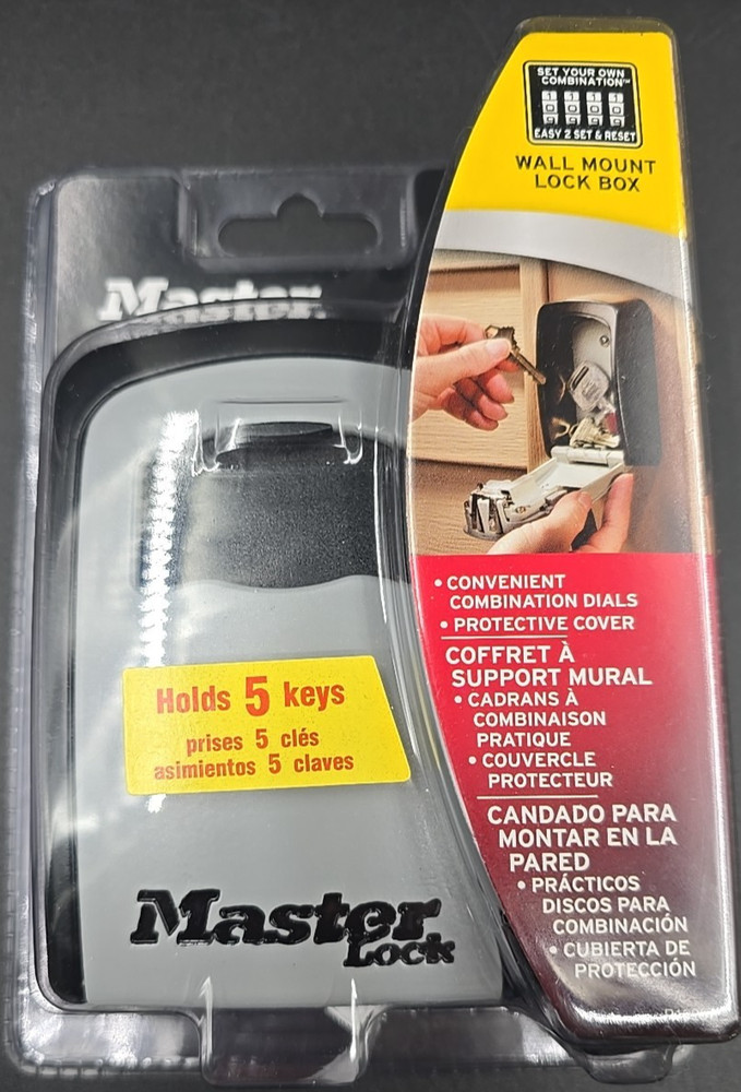 Master Lock 5401D 5-Key Locking Combination Steel Box - Black/Silver New