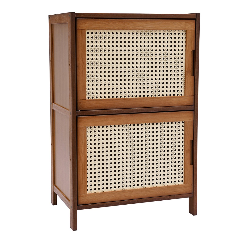 Bamboo Side Table End Table Bedside Tables Night Stand Dark Brown Sideboard USA