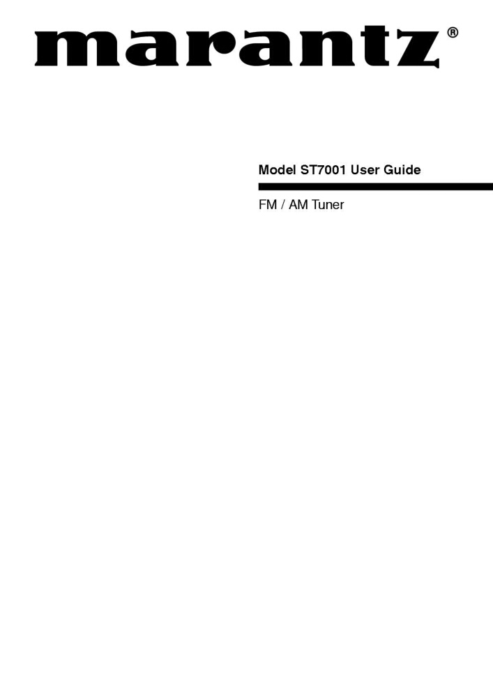 Marantz ST7001 Tuner Owners Manual