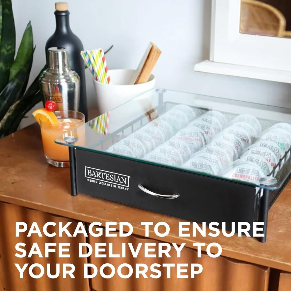 Cocktail Capsule Drawer (36 Capsules) | Stylish Bar Organizer | Bartesian Home