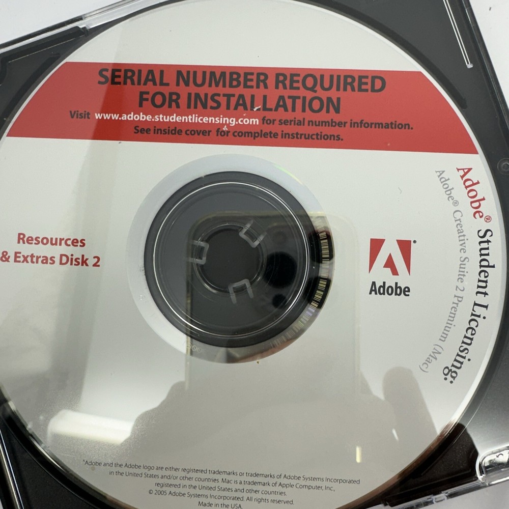 Adobe Creative Suite 2 Premium Mac Student Licensing Disc Set Only VG