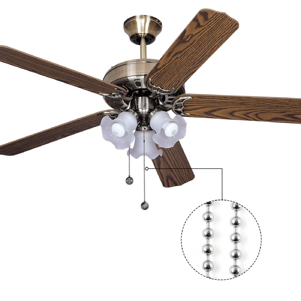 GZXUNFA 120 Inch Ceiling Fan Pull Chain, Beaded Chains 120 Inch, Silver