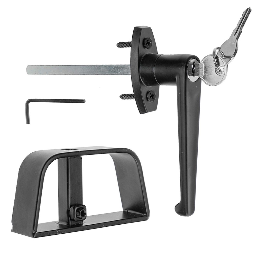 Shed Door Latch L-Handle Lock Kit with 2 Keys, 4-1/2" Stem & Barn Black