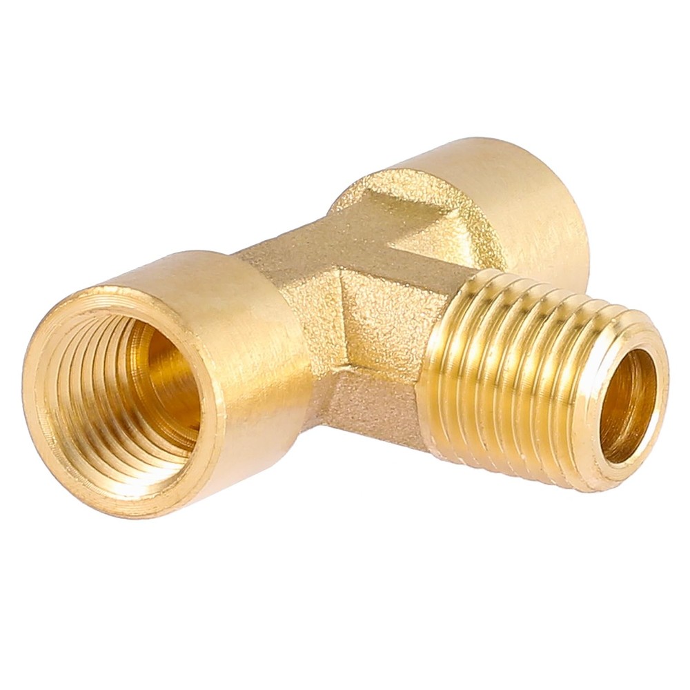 2 Pack 1/4" NPT Brass Tee Pipe Fitting,T Shape 1/4 inch,