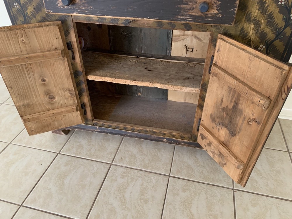 1800’s Antique Scandinavian Hand Painted Pine Sideboard