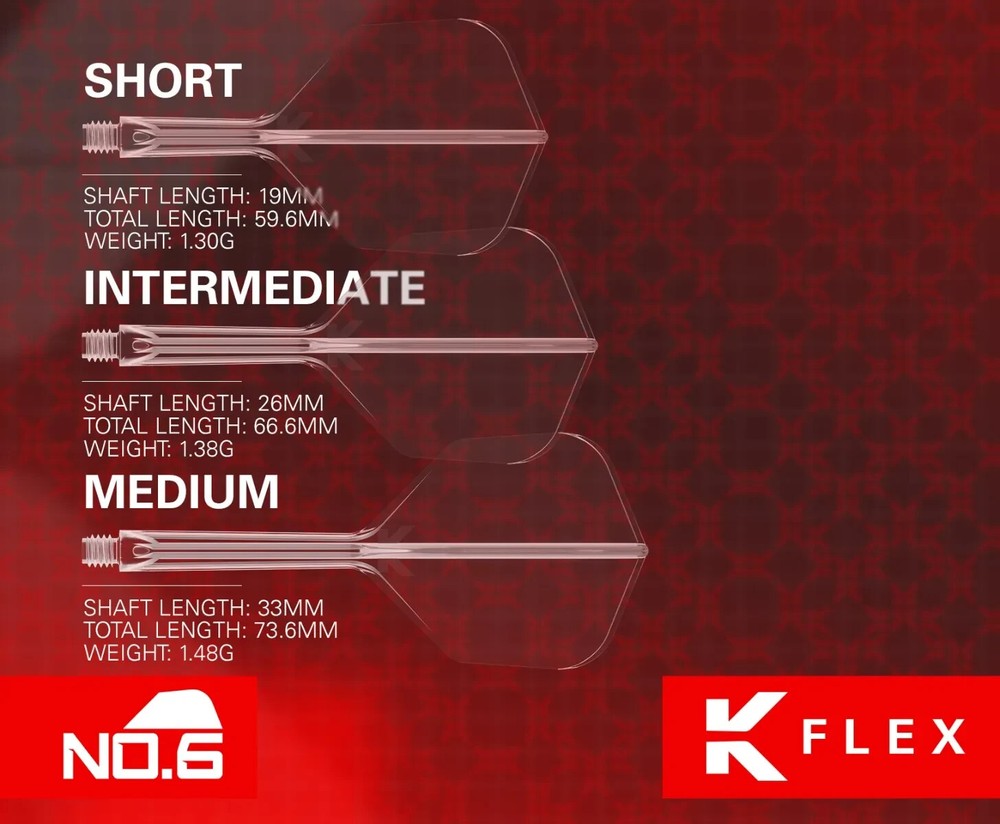 NO6 SHAPE RED INTERMEDIATE TARGET K-FLEX 1 PIECE SHAFT AND FLIGHT