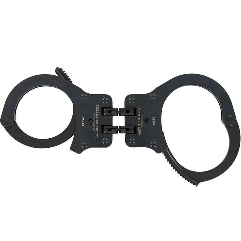 Peerless Model 802C Hinge-Linked Handcuffs & Keys 801P Cuffs, Black Oxide