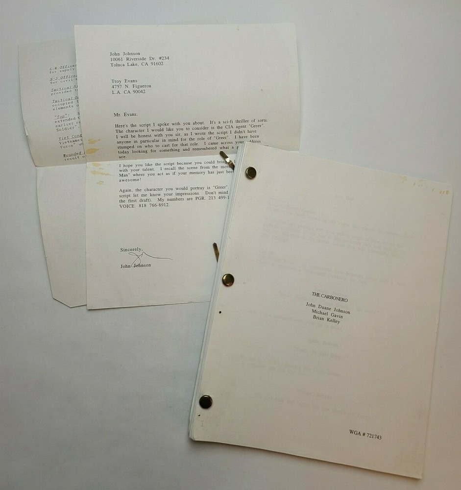 THE CARBONERO / Michael Gavin & Brian Kelley, 1990's Unproduced Screenplay