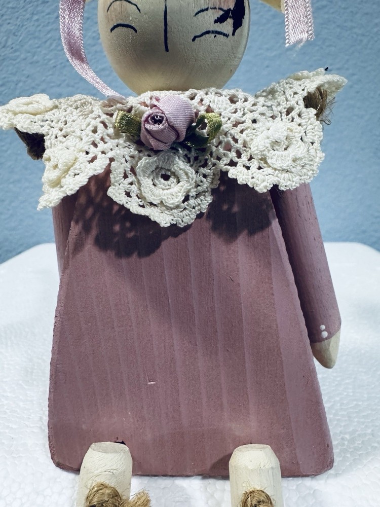 Hand Crafted Wooden Bunny Rabbit Shelf Sitter Rustic Primitive Cottage Easter
