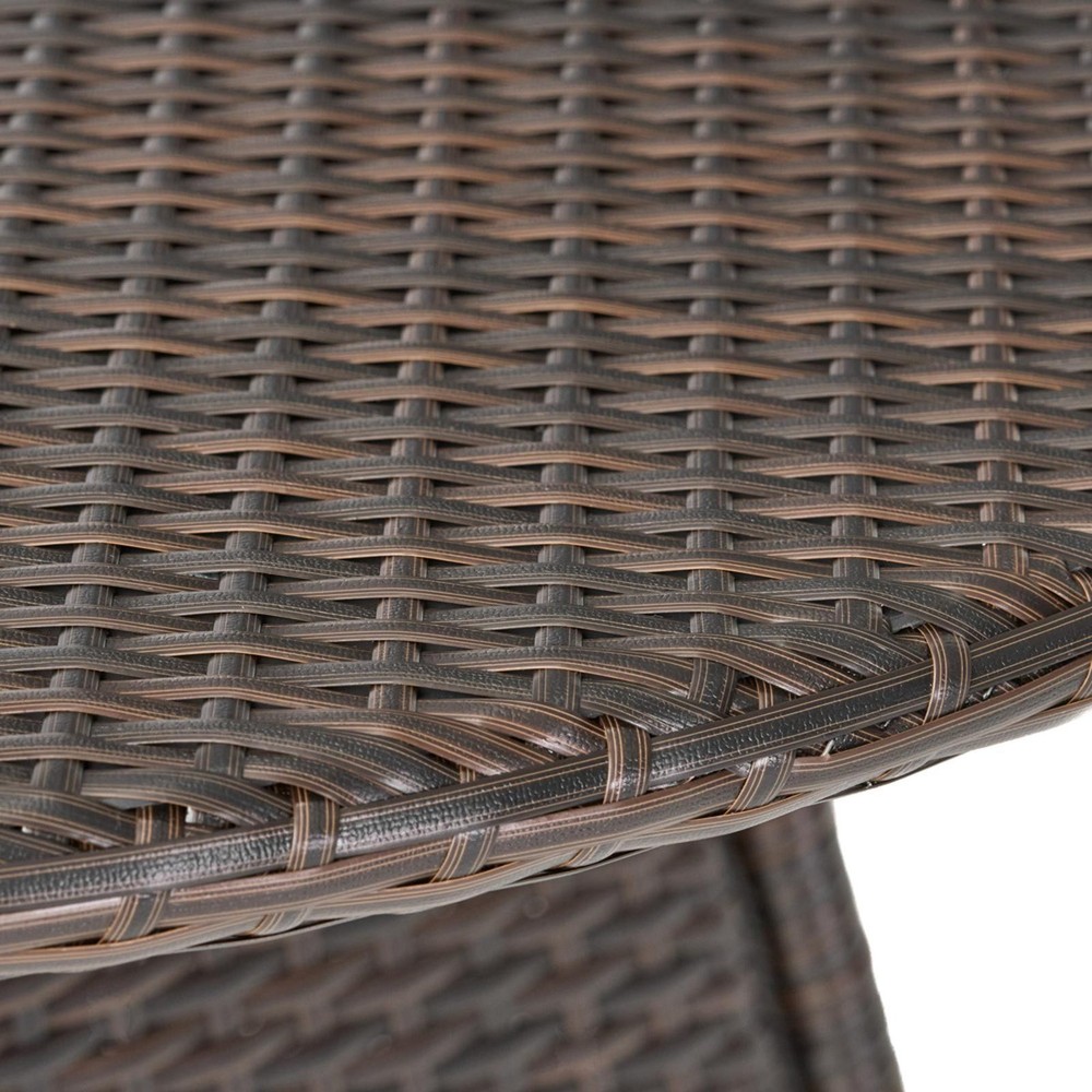 Brown Dining Table - 48” Round Table with Water-Resistant Wicker, Ideal for