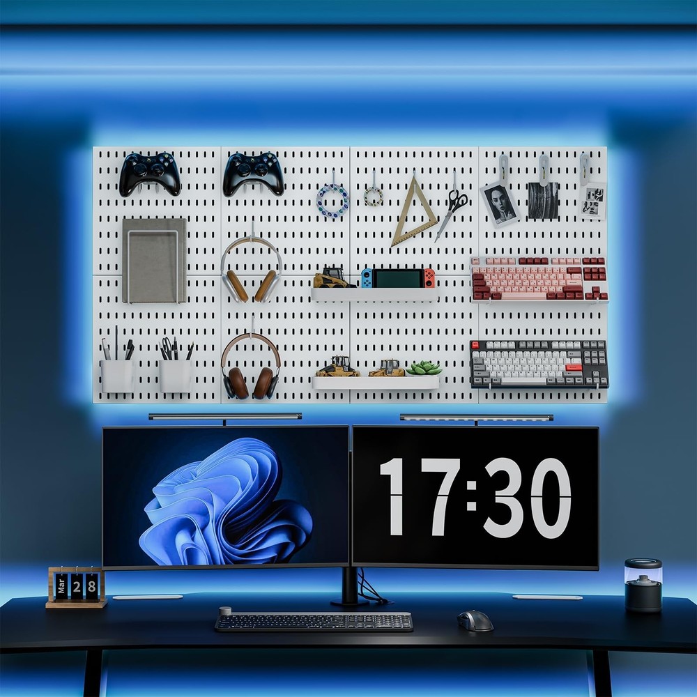 Pegboard Combination Kit, Wall Mounted Storage Set with 4 Pegboards & 14 Acce...