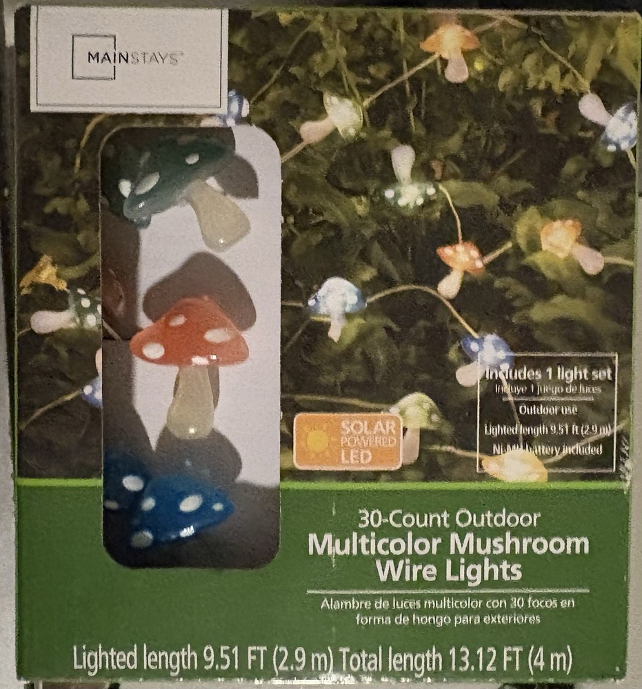 Mainstays Solar 30 Count Mushroom Lights String