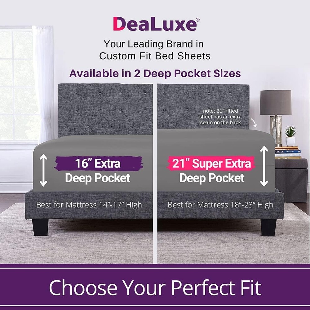 King Size Fitted Sheet with Extra Deep Pocket – 21 Inch Soft Microfiber Comfort