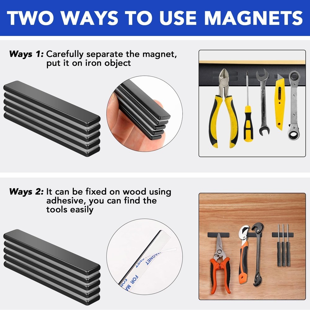Waterproof Neodymium Magnet Strips - 10 lbs Pull Force for DIY Projects