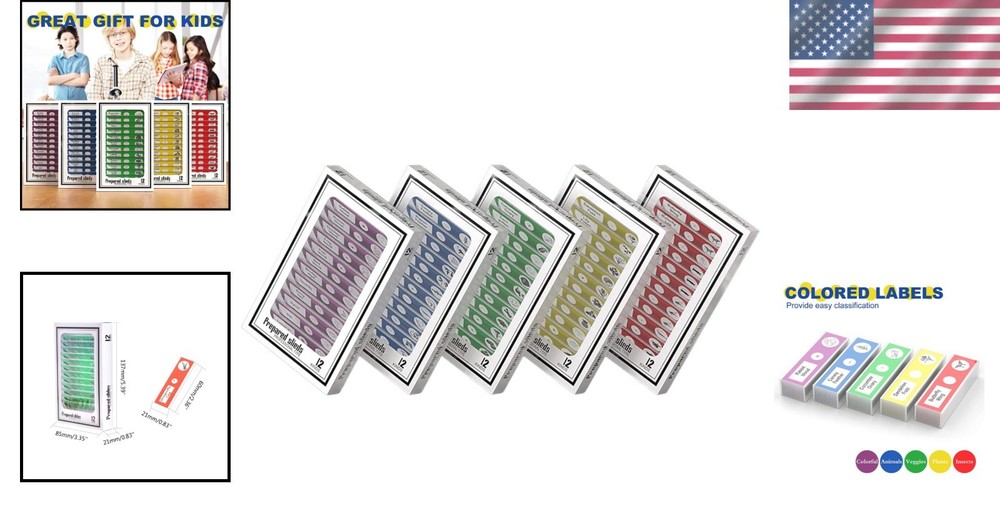 60Pcs Prepared Microscope Slides Set - Educational Specimens for Kids & Students