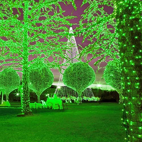 2Pack 200 LED Green Christmas Lights Solar String Lights 200led-green-2pack