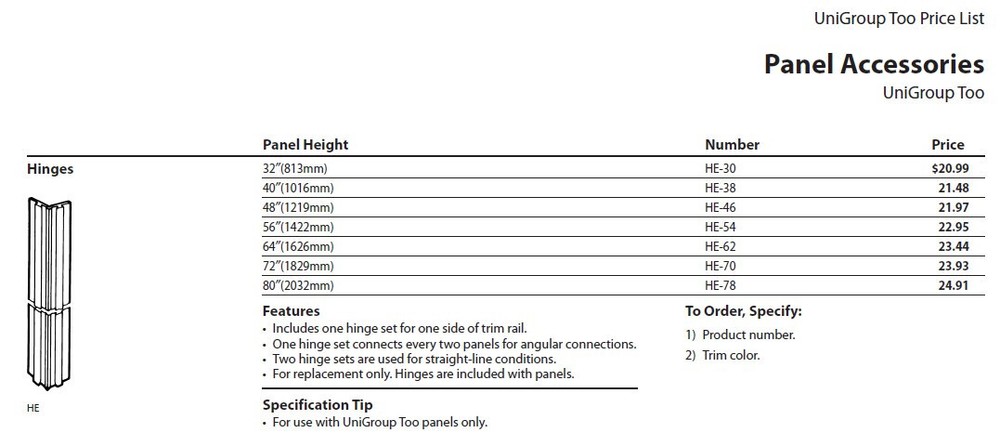 Haworth Panel Hinge Connector Insert for Cubical UniGroup Too, part HWP054.02