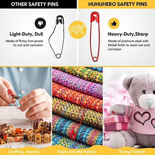Safety Pins Assorted, 340 Pack 5 Different 5 Different Size, 340 Pack 5 Colors