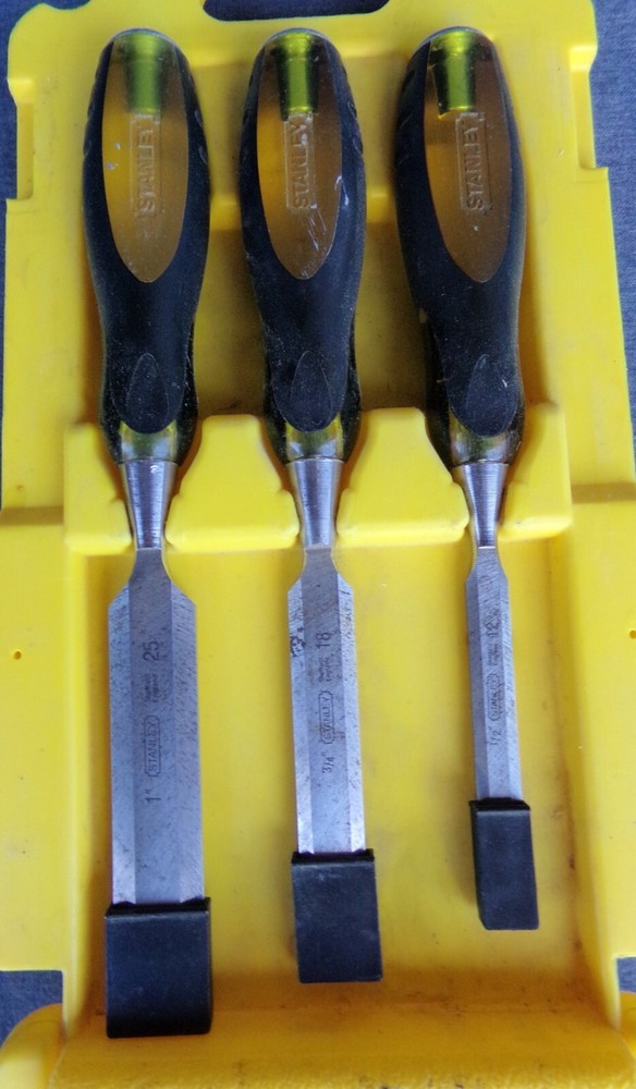 Stanley Fatmax 3 Piece Wood Chisel Set - 1/2", 3/4" & 1"
