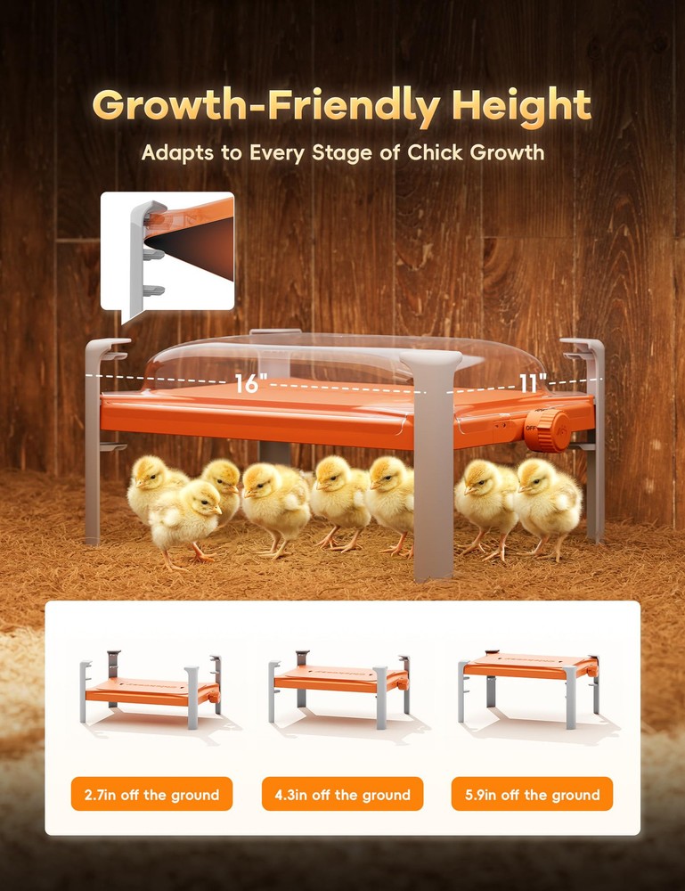 Smart Chicken Coop Heater, 200 Watts Chick Brooder Heating Plate Built-in Ada...