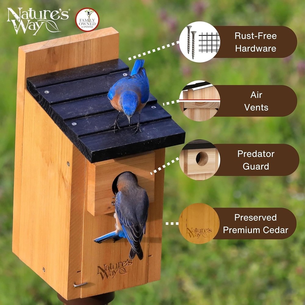 Durable Bluebird Nesting House - Cedar Construction with Elevated Mesh Floor