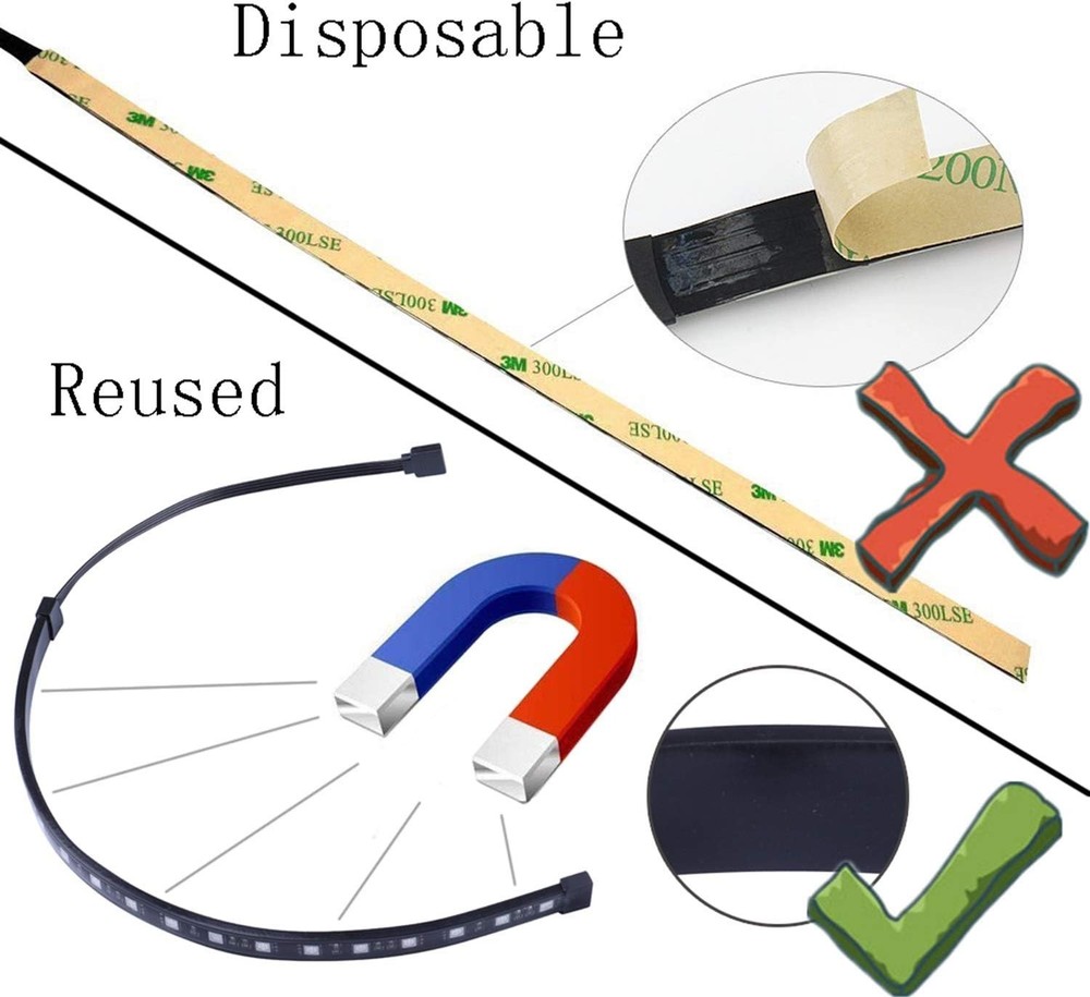 RGB LED Strip Computer Lighting via Magnet with Controller for Desktop Comput...