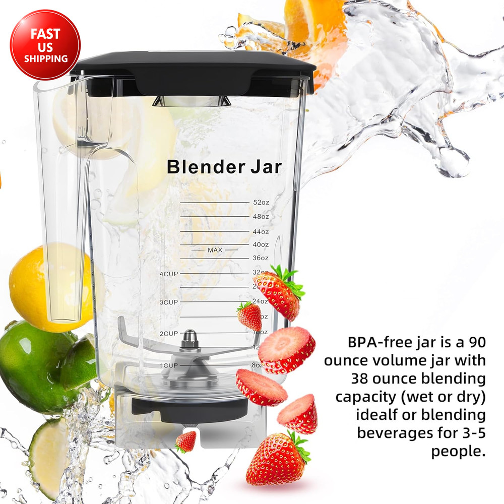 90 Oz Replacement Jar Compatible with Blendtec Blender, Container Pitcher Fits A