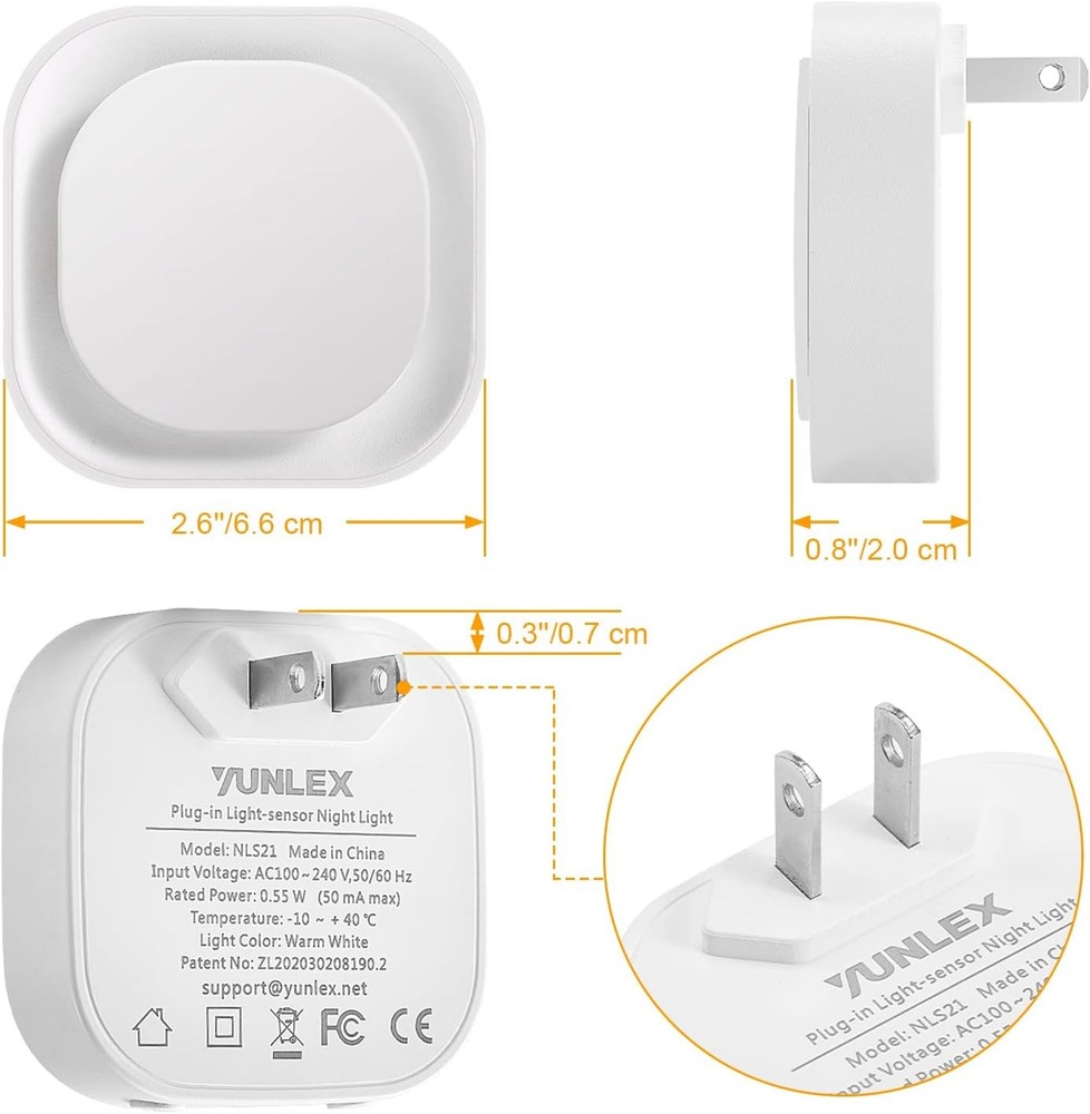 2 Pack Dimmable Pink Night Light, Auto Dusk to Dawn Sensor, Dimmable,