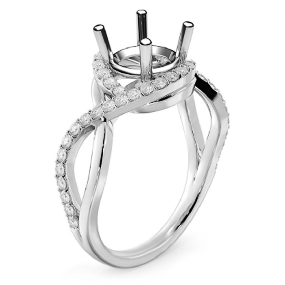 925 Sterling Silver Semi Mount Ring Setting Round 10mm Engagement Ring Setting