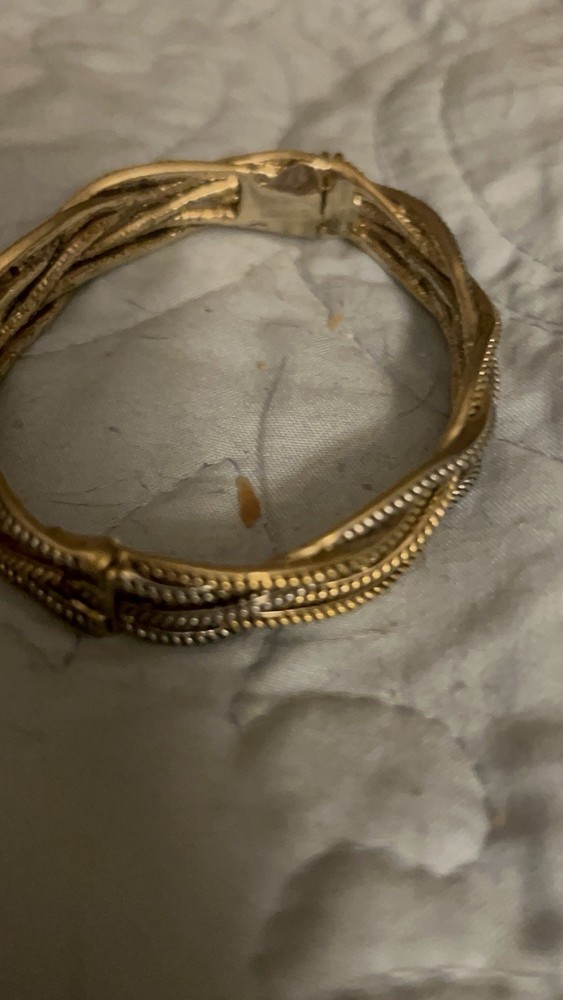 Gold And Silver Tones Twisted Bangle Bracelet