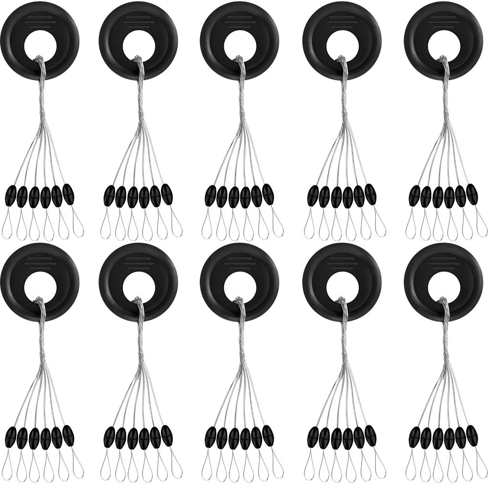 Fishing Float Stop Kit,1200Pcs Rubber Bobber Beads,6Sizes,Sinker Stopper,Black