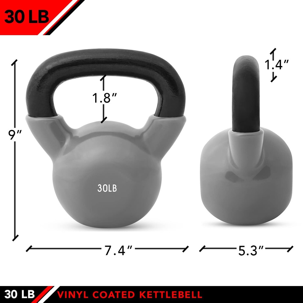 Kettlebell Weights Vinyl Coated Iron, 30 LB