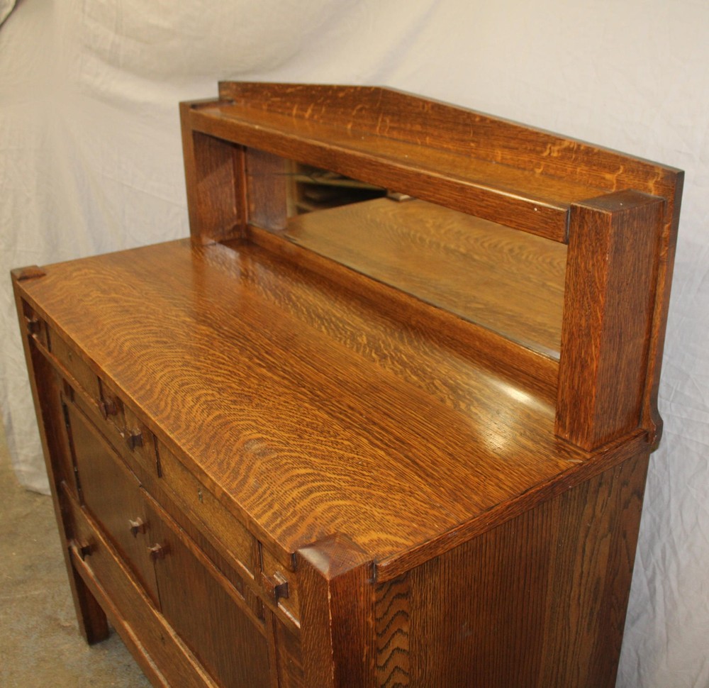 Antique Arts & Crafts Mission Oak Sideboard Buffet