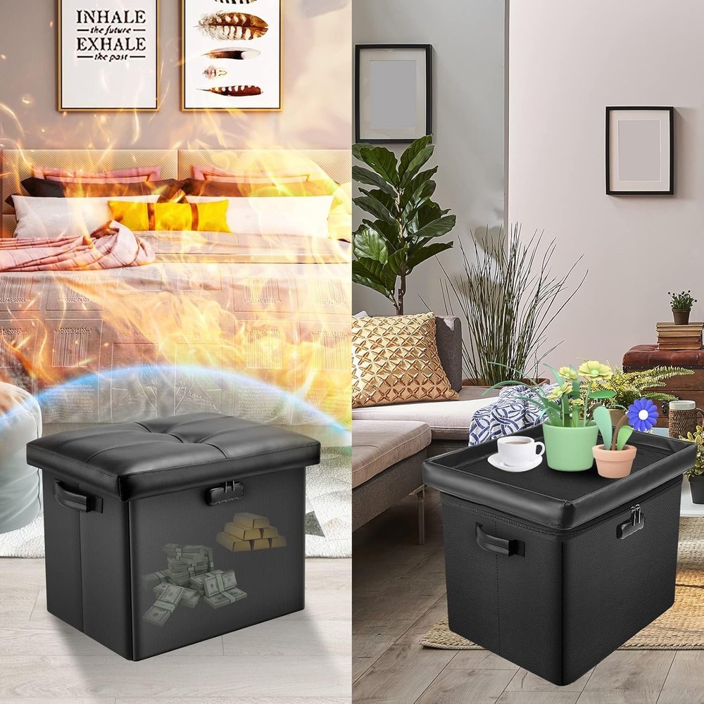 Water-Resistant Folding Ottoman with Security Lock: Ideal for Home Essentials