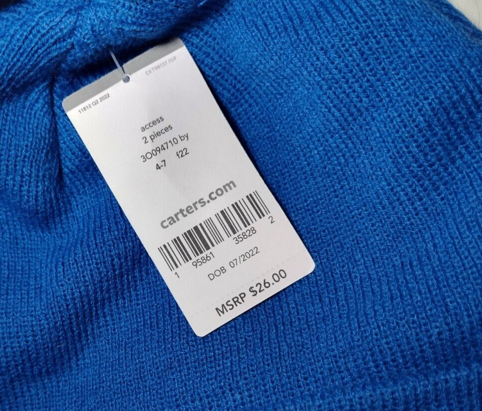 Carter's Hat Mittens Set Blue boys 4 7