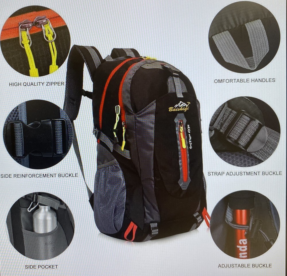 Baishigi Keep Walking Backpack 40L Waterproof Anti-Microbial Hiking Lightweight